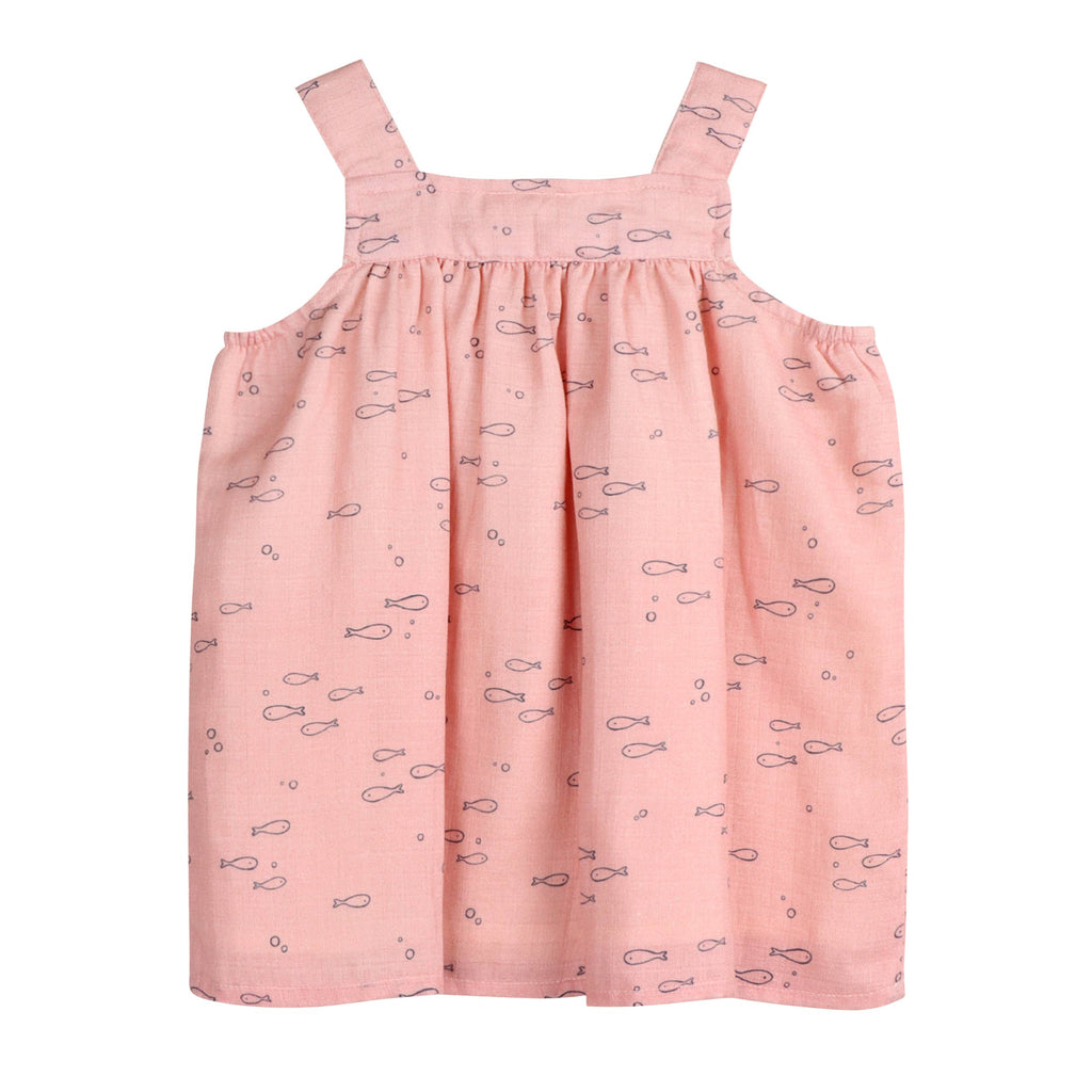 Baby Fishes Shoulder Strap Baby Dress + Bloomer | Dusty Pink