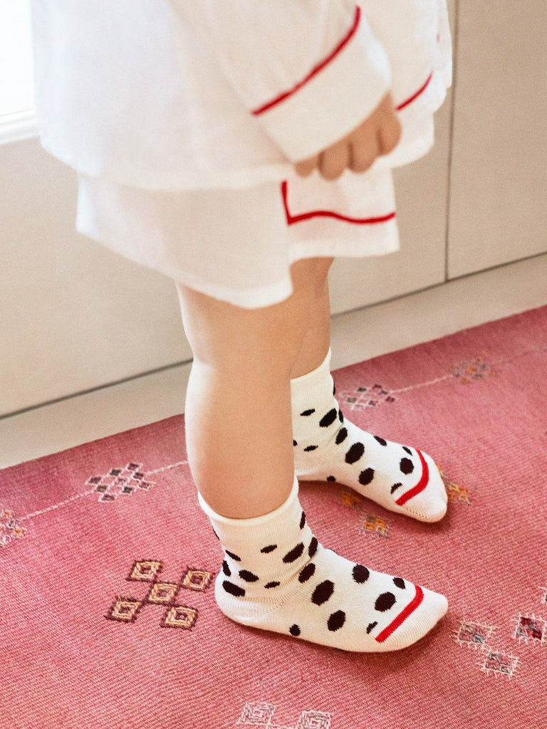 Baby and Toddler Dalmatian Crew Socks | White with Black Polka Dots