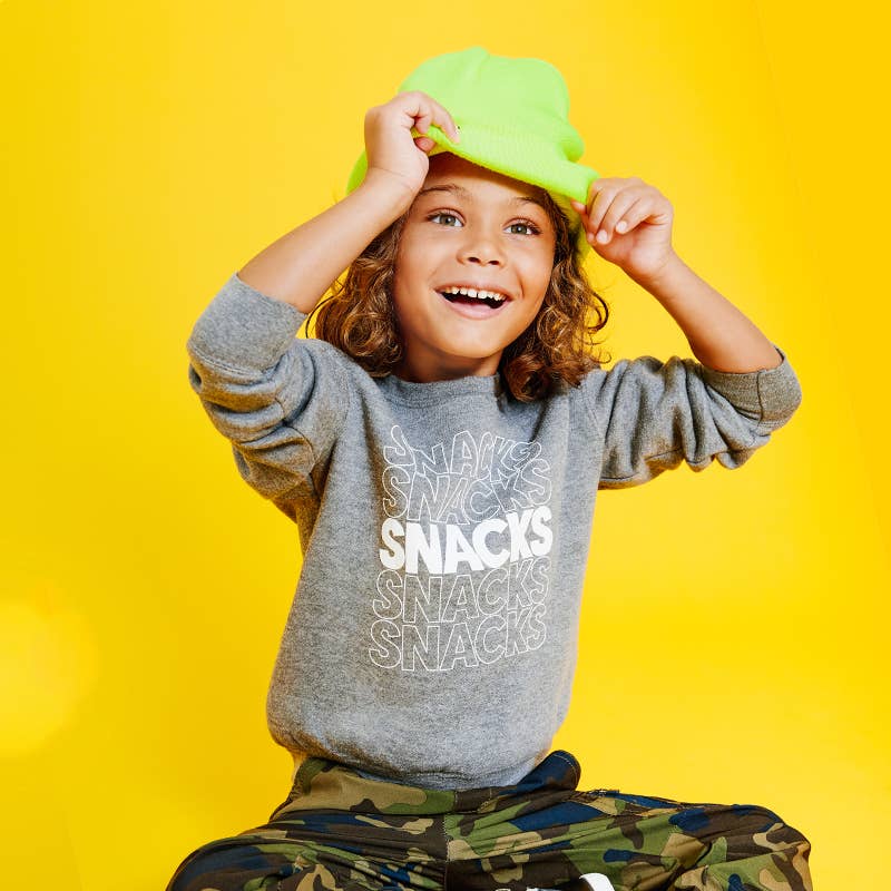 Snacks Kids Sweatshirt | Heather Grey