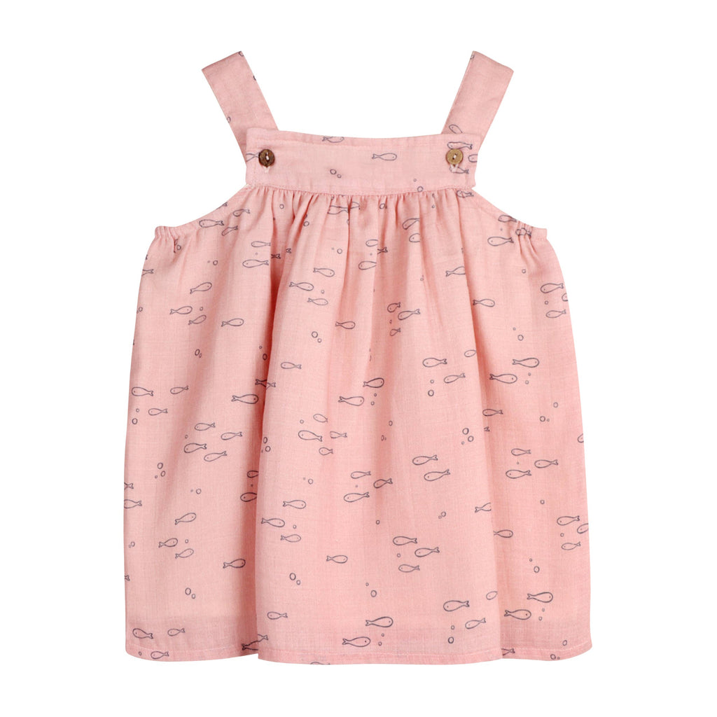 Baby Fishes Shoulder Strap Baby Dress + Bloomer | Dusty Pink