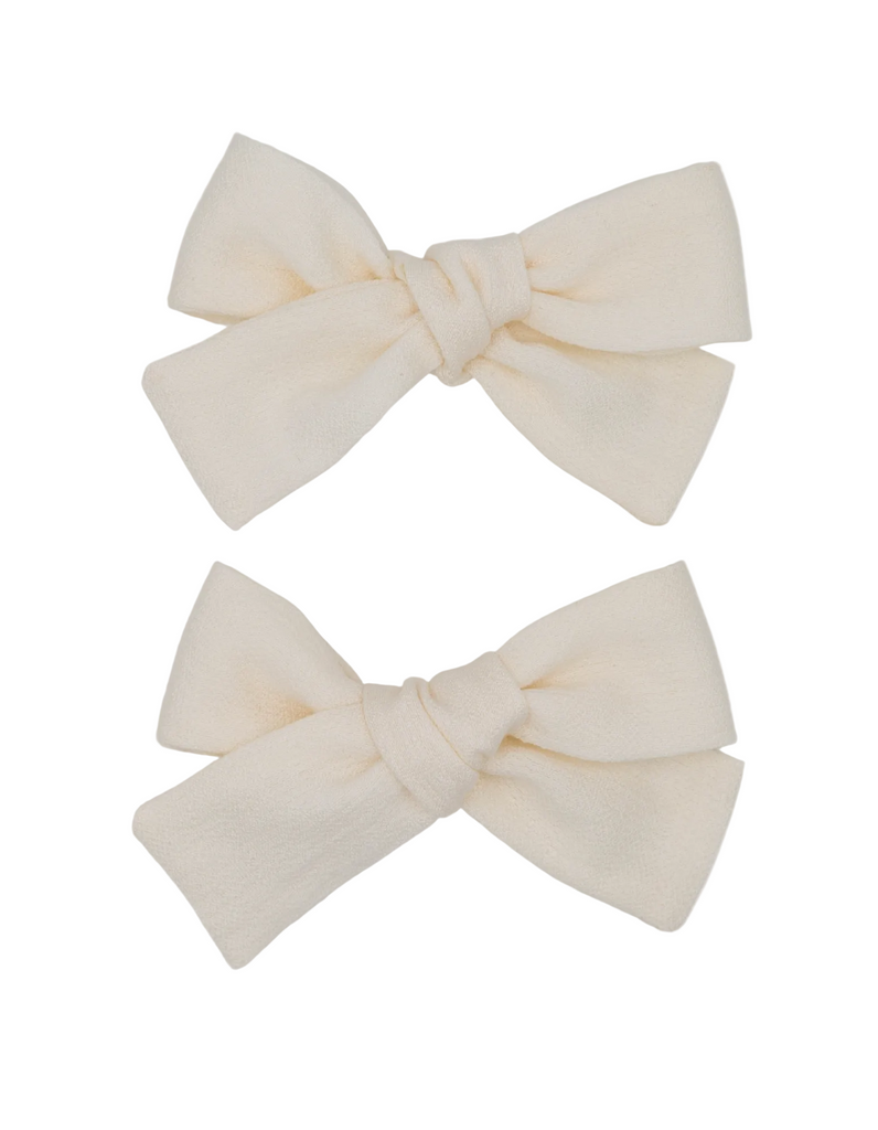 Girls Pinwheel Bow 2 piece set | White