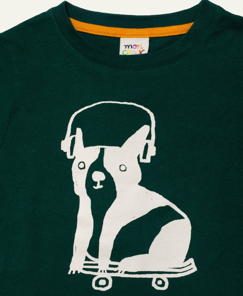 Recycled Cotton Walter Kid T-shirt | Pine Green