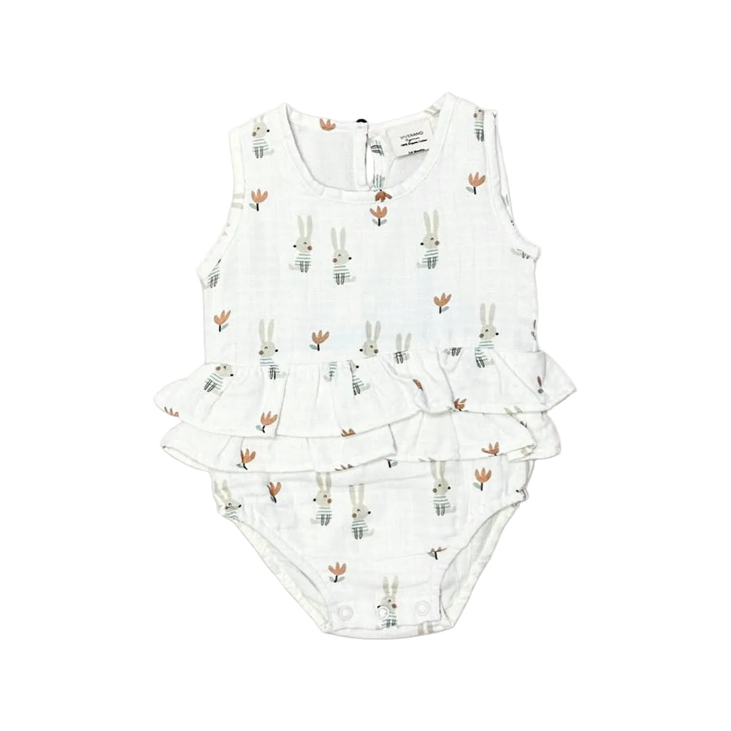 Baby Bunny Ruffle Romper | White
