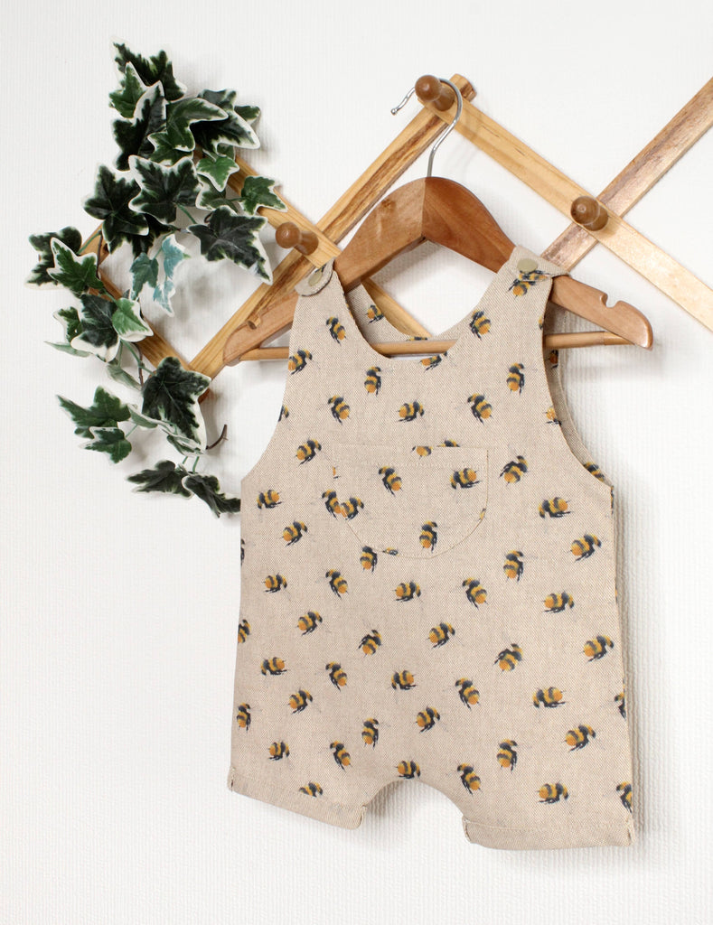 Baby Bumble Bee Print Short Dungarees