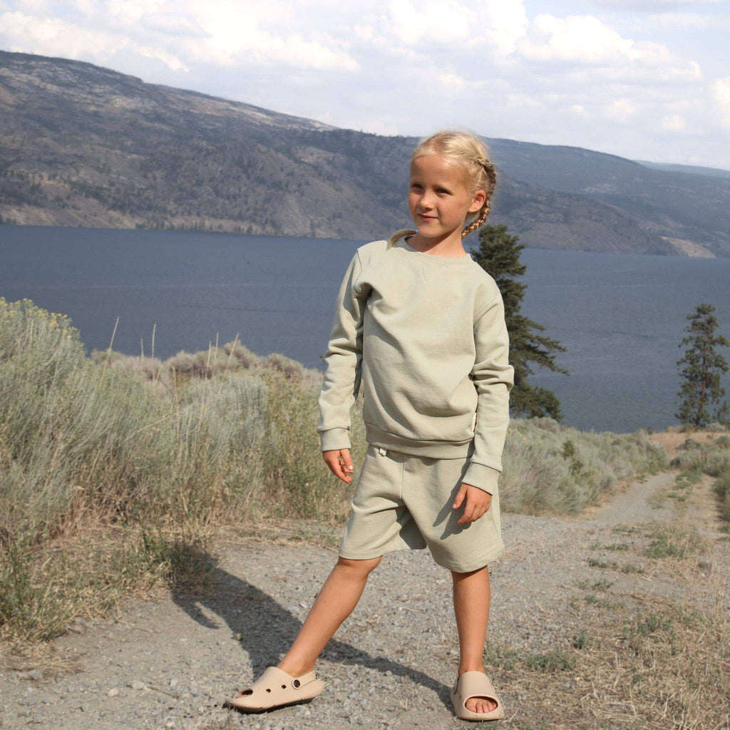 Kids Organic Cotton French Terry Shorts | Sage