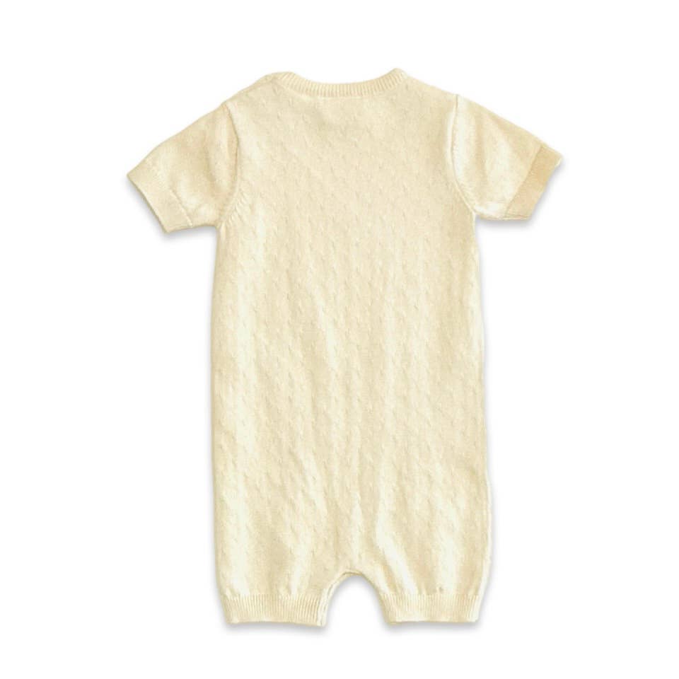 Baby Pineapple Embroidered Pointelle Knit Romper | Cream