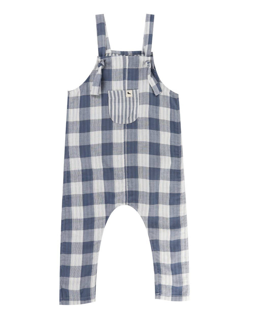 Baby and Kids Marine Check Easy Fit Reversible Dungaree | Blue