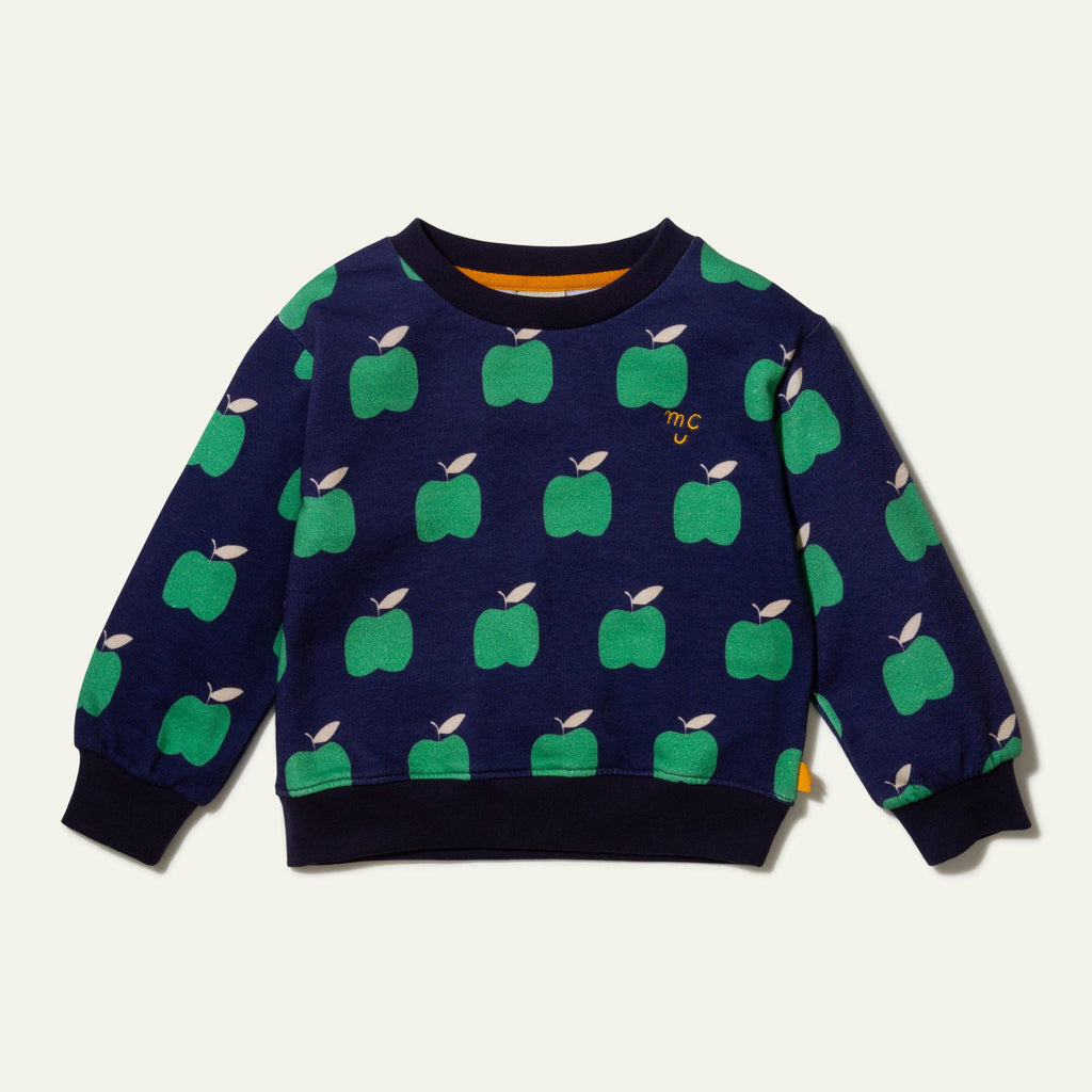 Recycled Cotton Green Apple Kid Sweatshirt | Blue Ribbon Apple