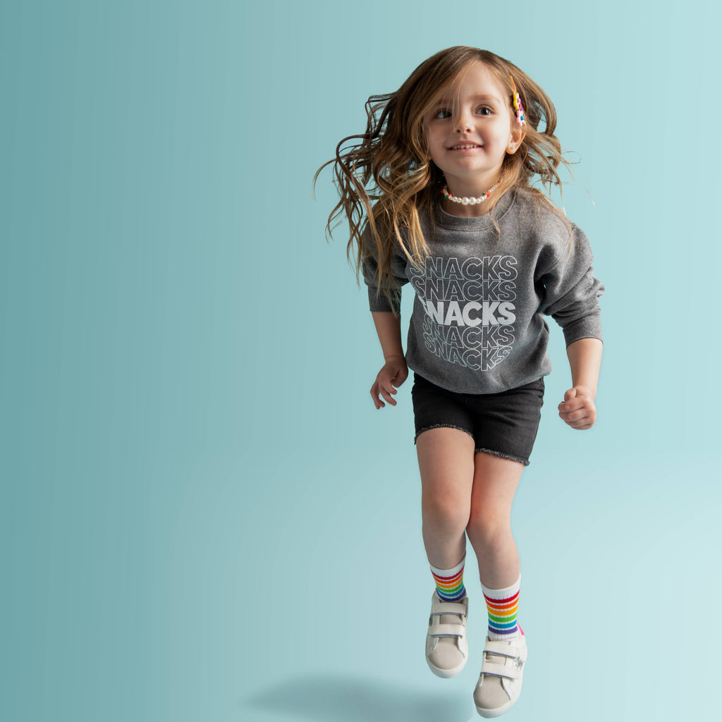 Snacks Kids Sweatshirt | Heather Grey