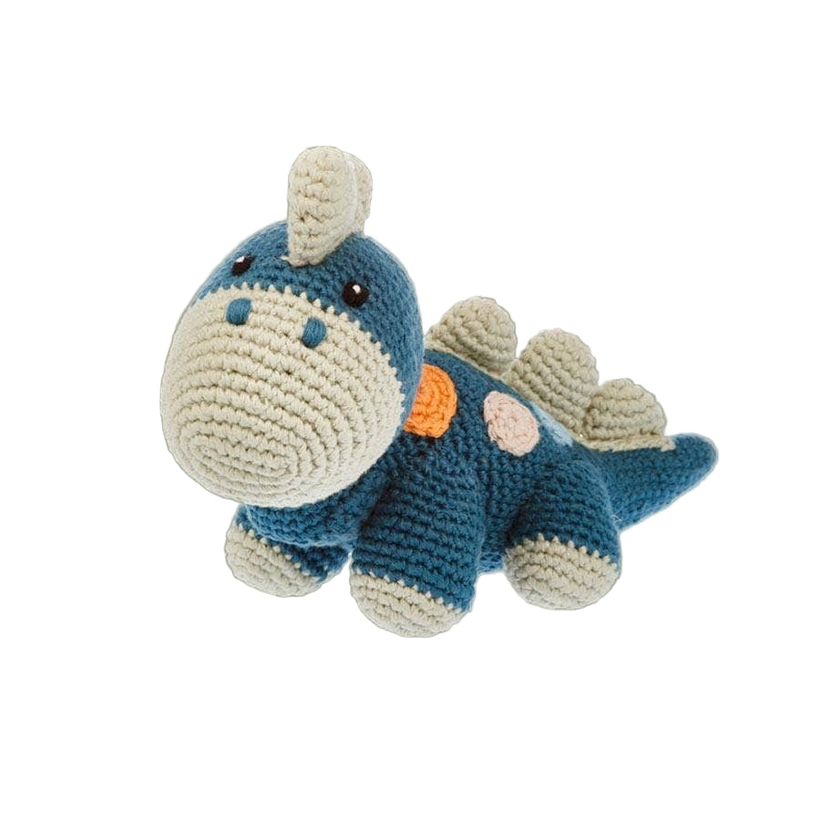 Organic Dino Rattle | Petrol Blue