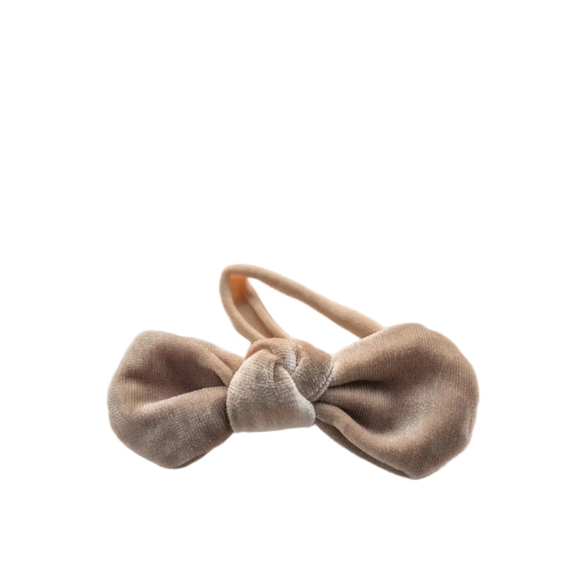 Baby Velvet Bow Elastic Headband | Taupe
