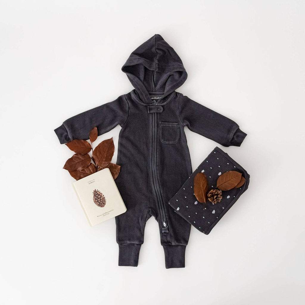 Organic Cozy Zipper Romper | Coal