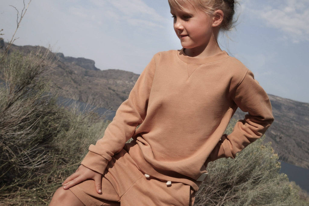 Kids Organic Cotton French Terry Shorts | Sandstorm