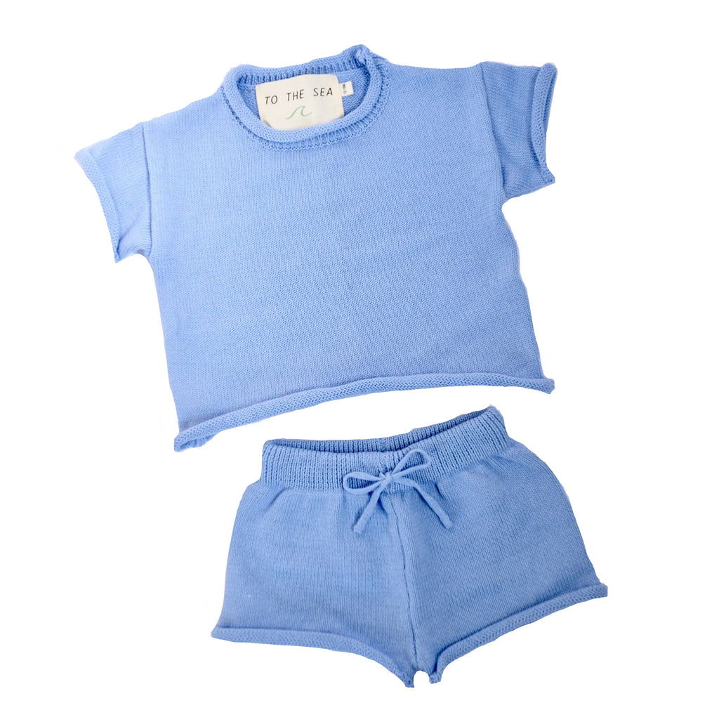 Baby Light Knit T-shirt & Shorts Set | Blue