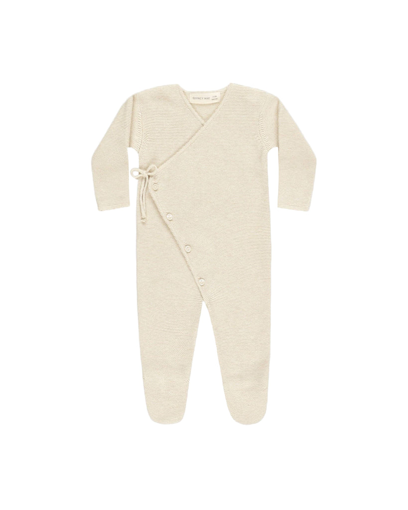 Baby Wrap Knit Footie | White