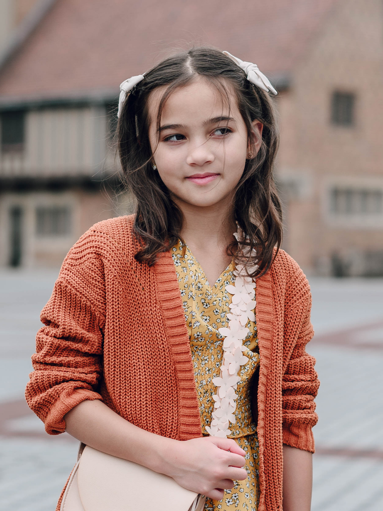 Girls Pinwheel Bow | Beige