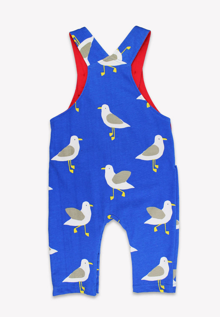 Baby Organic Seagull Harbour Print Dungarees | Blue