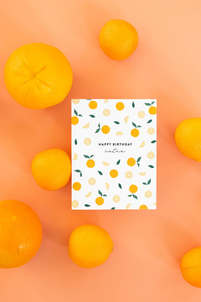 Happy Birthday Cutie (Orange pattern) Card