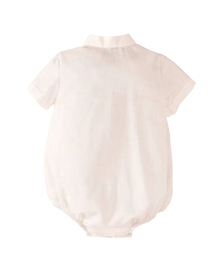 Baby Pleated Short Sleeve Romper | Cream