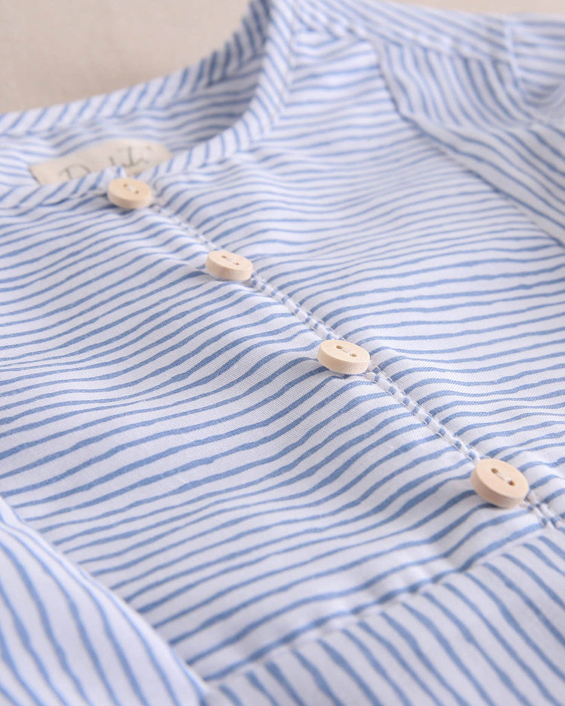 Boys Shirt with Bib | Pastel Blue & White Stripe