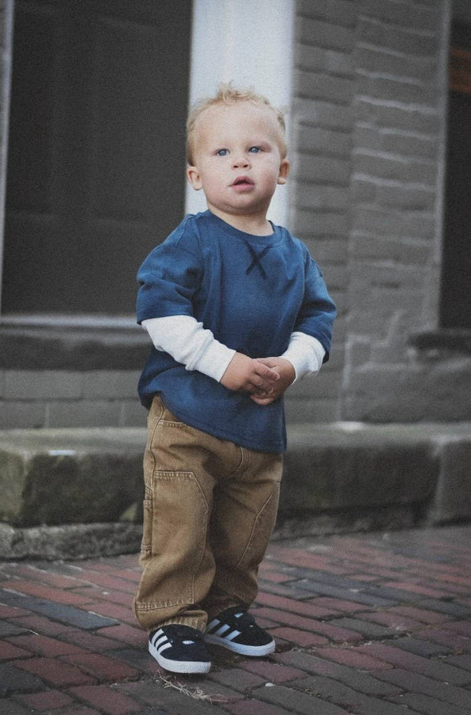 Baby and Kids Waffle Layered Tee | Navy