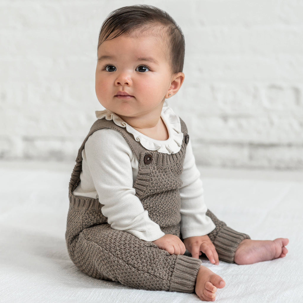 Briggs Seed Stitch Sweater Knit Overalls - Taupe