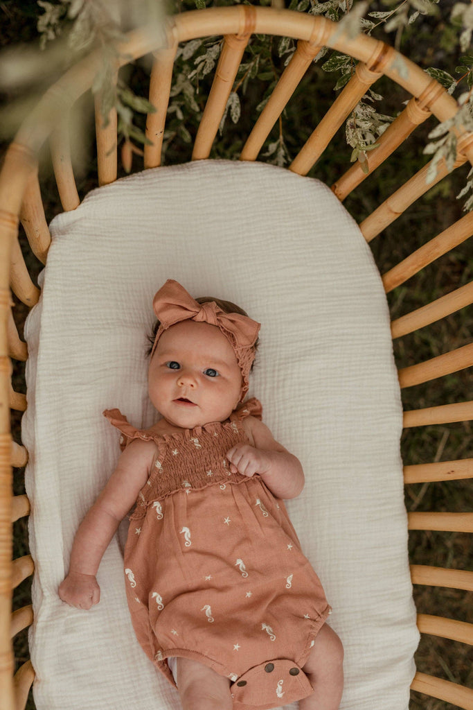 Baby Organic Muslin Sleeveless Bodysuit | Brown Seahorse