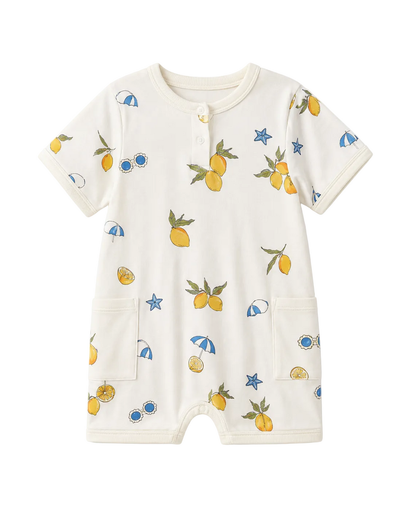 Baby Organic Bamboo Lemon Romper| White