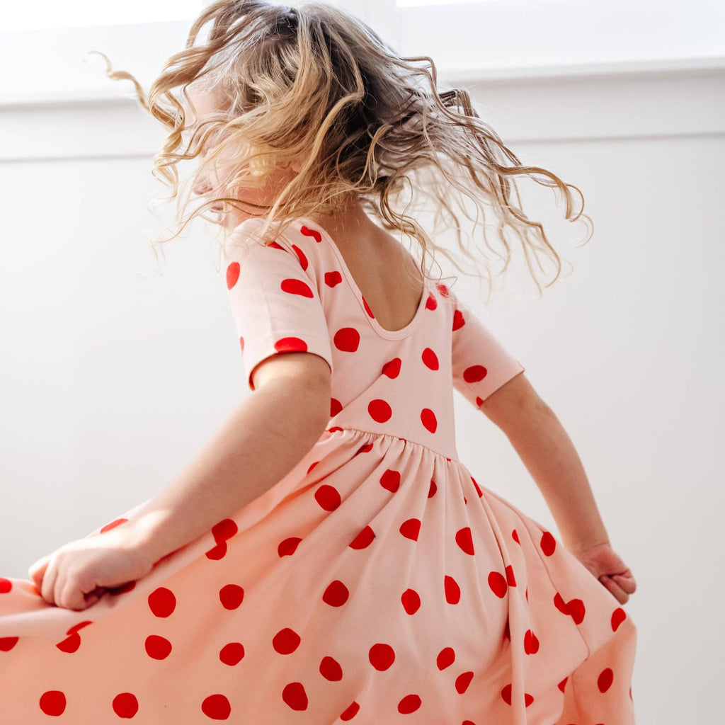Girls Short Sleeve Ballet Dress | Blush Dot