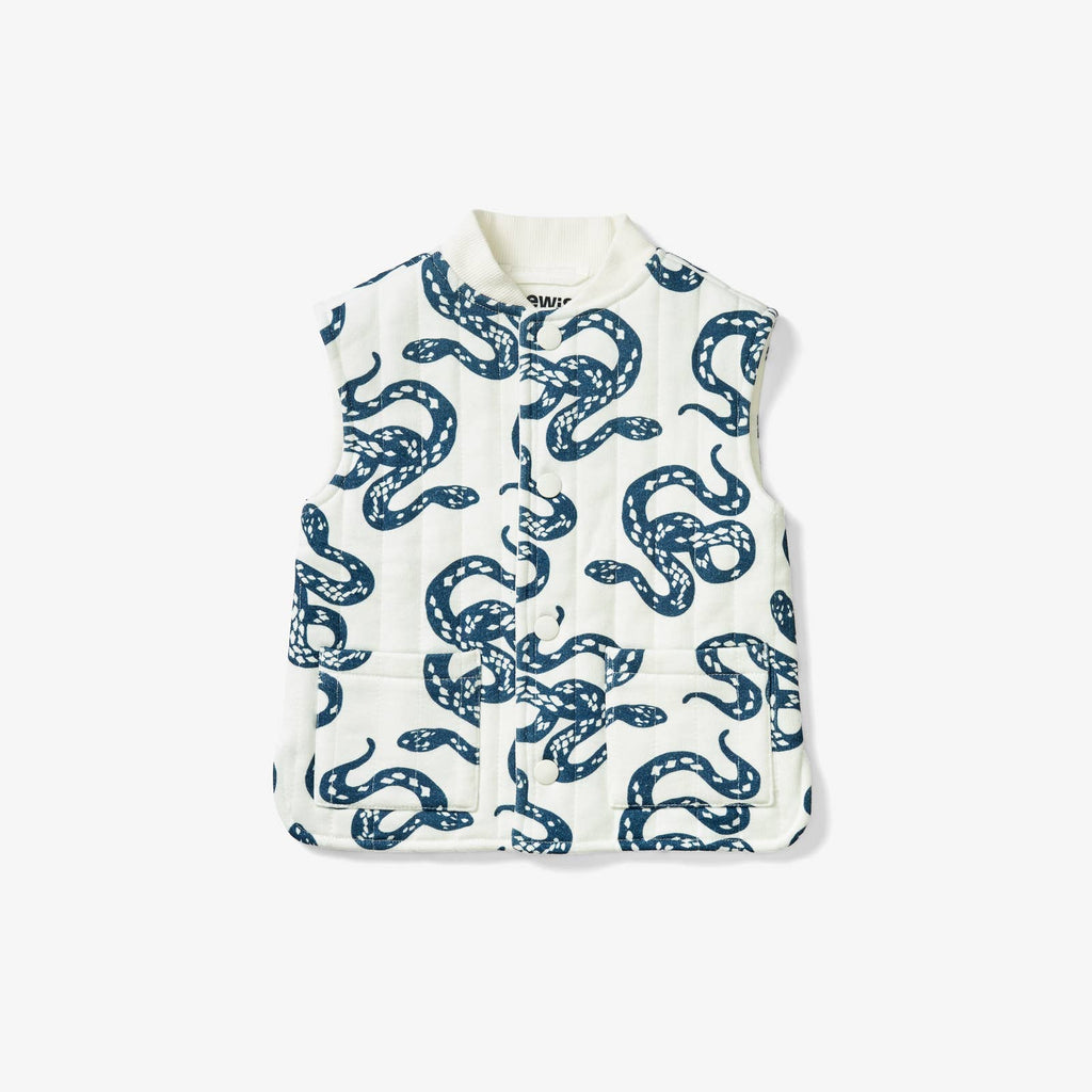 Toddler and Kid Quilted Vest with Snakes Print | Indigo