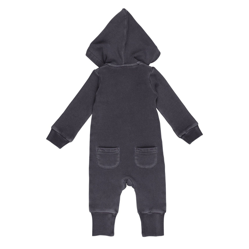 Organic Cozy Zipper Romper | Coal