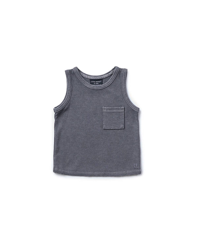 Acid Wash Ribbed Tank | Black
