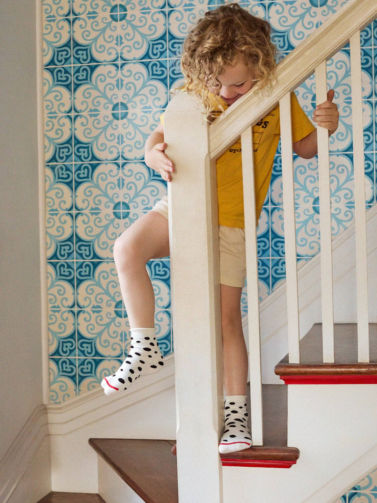 Baby and Toddler Dalmatian Crew Socks | White with Black Polka Dots