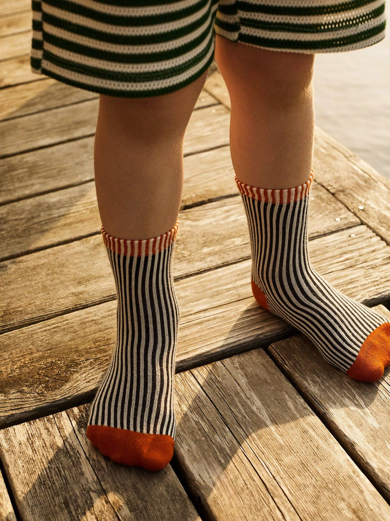 Toddler and Kids Crew Socks | Black and White Stripes