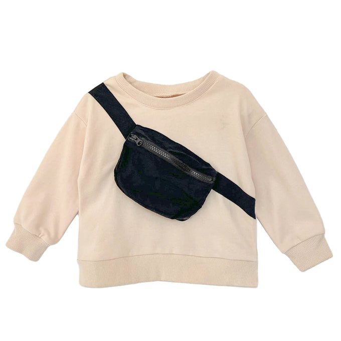 Kids Belt Bag Crewneck Sweatshirt | Cream