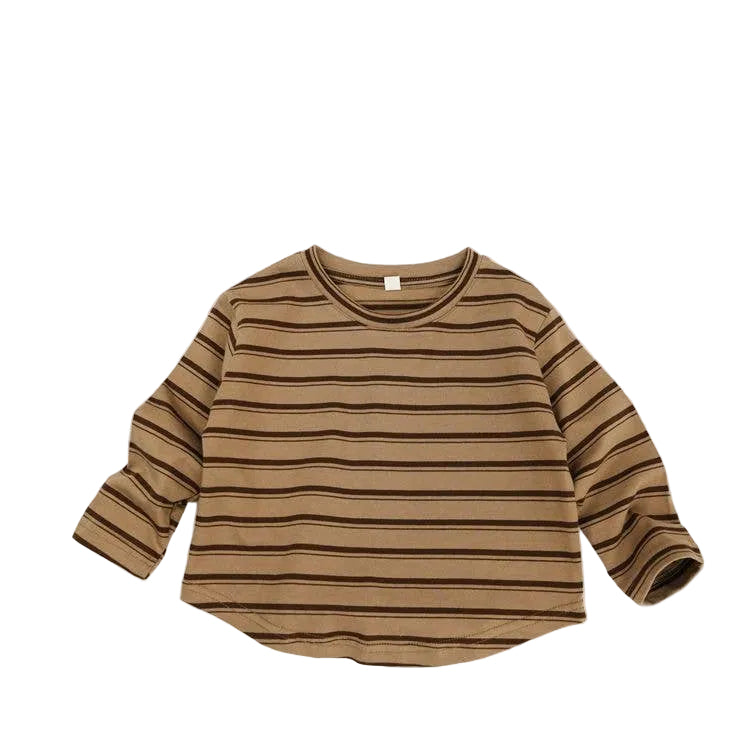 Toddlers and Kids Striped Long Sleeve T-Shirt | Fawn and Coffee