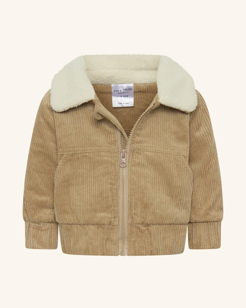 Baby and Toddler Sherpa Collar Corduroy Jacket | Beige