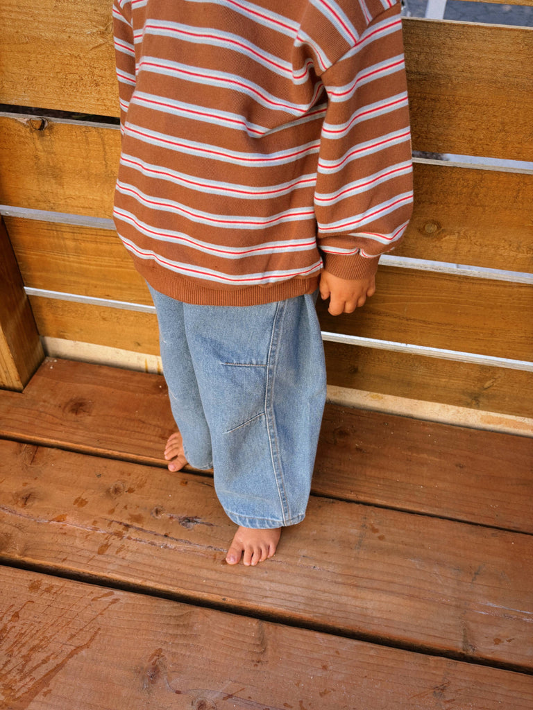 Kids Stripe Long Sleeve Terry Sweatshirt | Brown