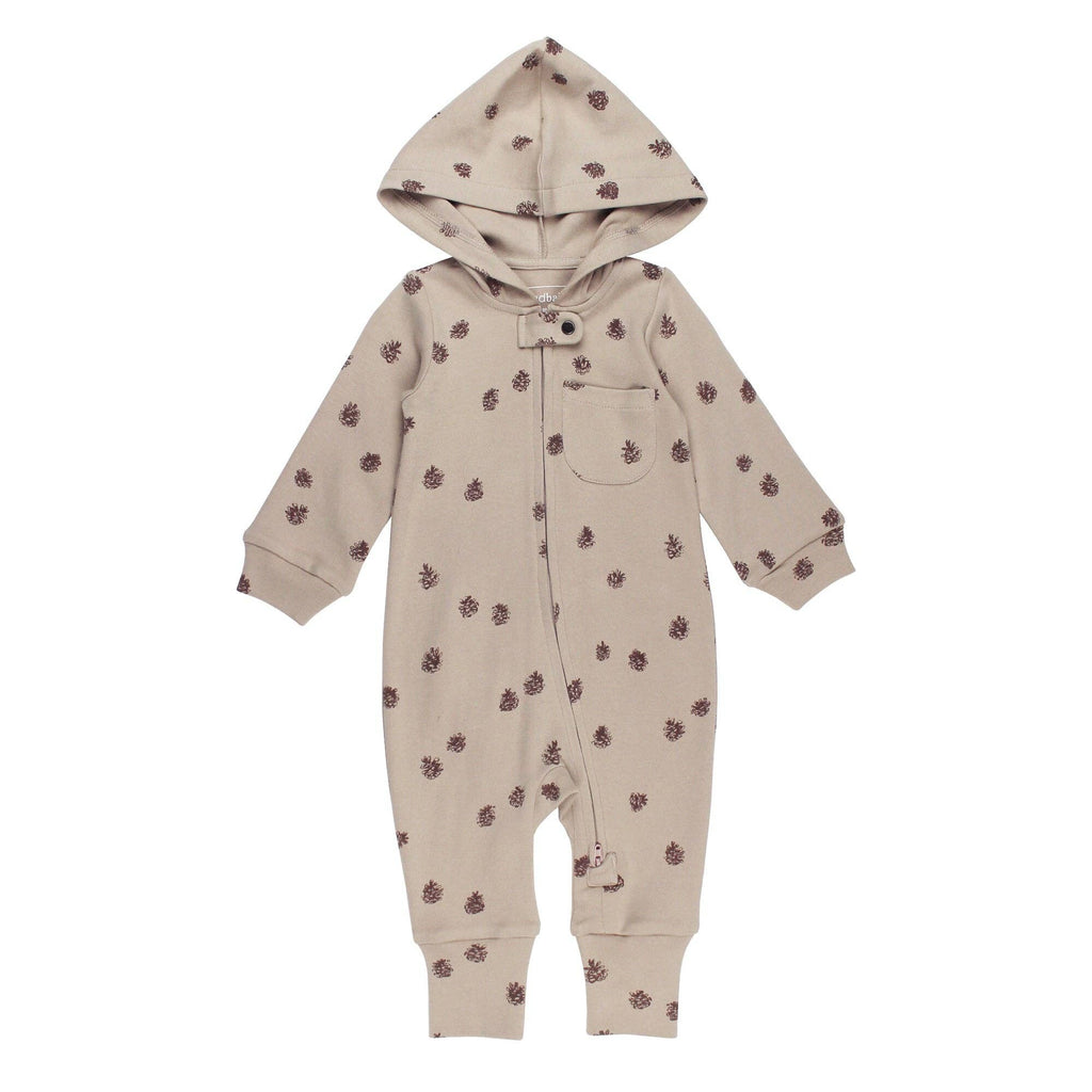 Baby Organic Zipper Romper | Oatmeal Pinecone