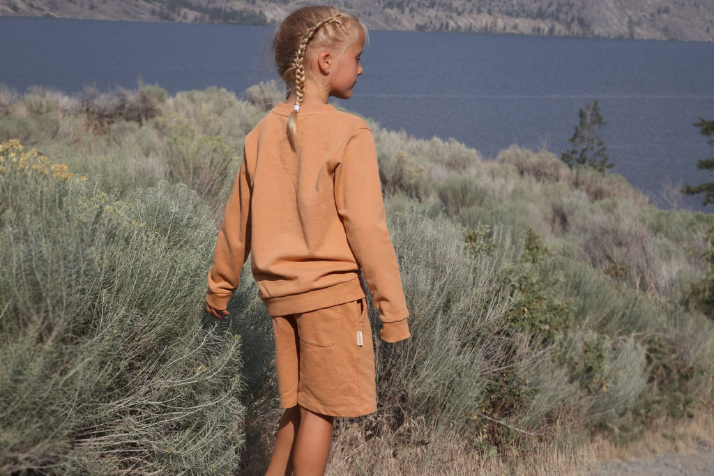 Kids Organic Cotton French Terry Shorts | Sandstorm