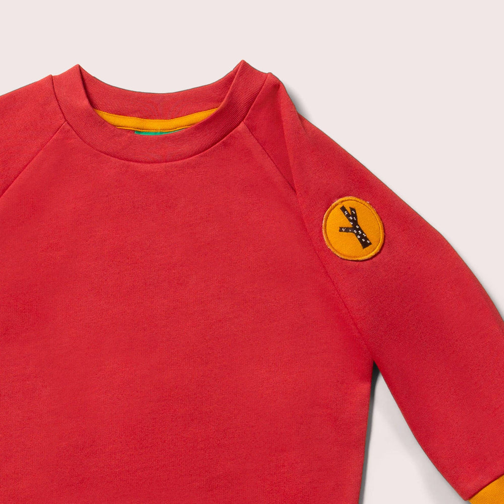 Shoulder Patch Raglan Sweatshirt | Soft Red