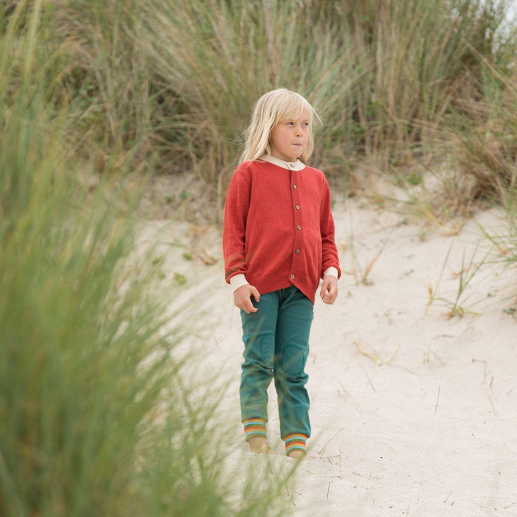 From One To Another Rainbow Design Knitted Cardigan | Burnt Ochre