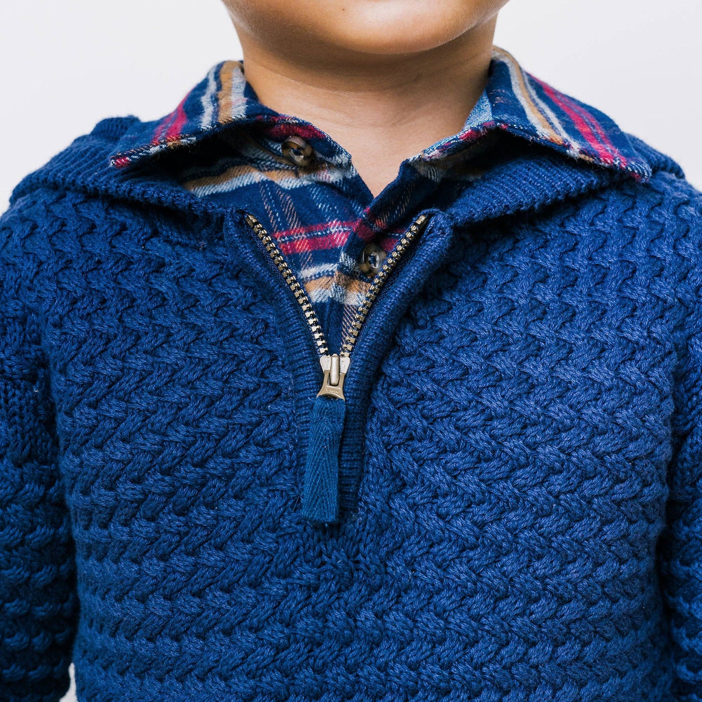 Kid and Baby Hooded Organic Cotton Sweater | Navy