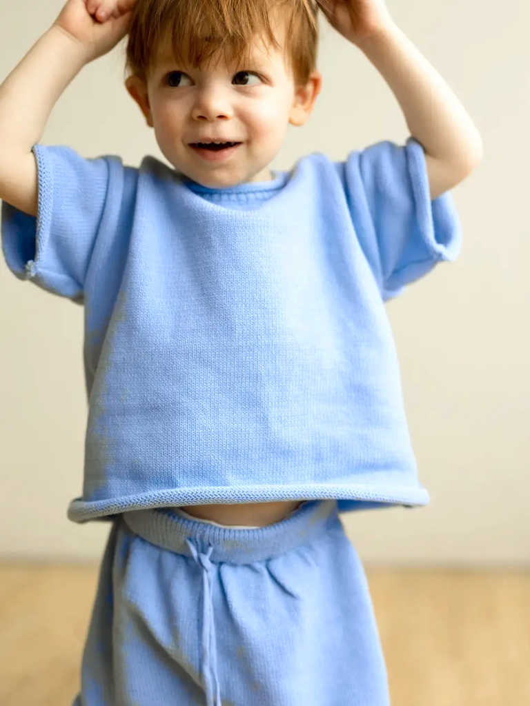 Baby Light Knit T-shirt & Shorts Set | Blue