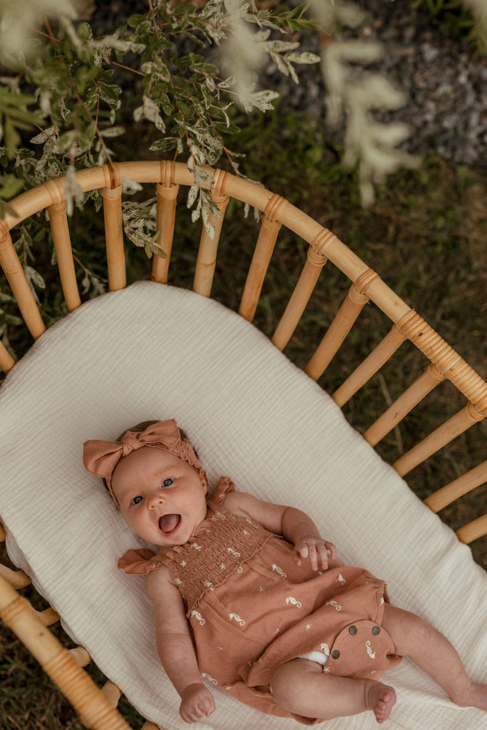 Baby Organic Muslin Sleeveless Bodysuit | Brown Seahorse