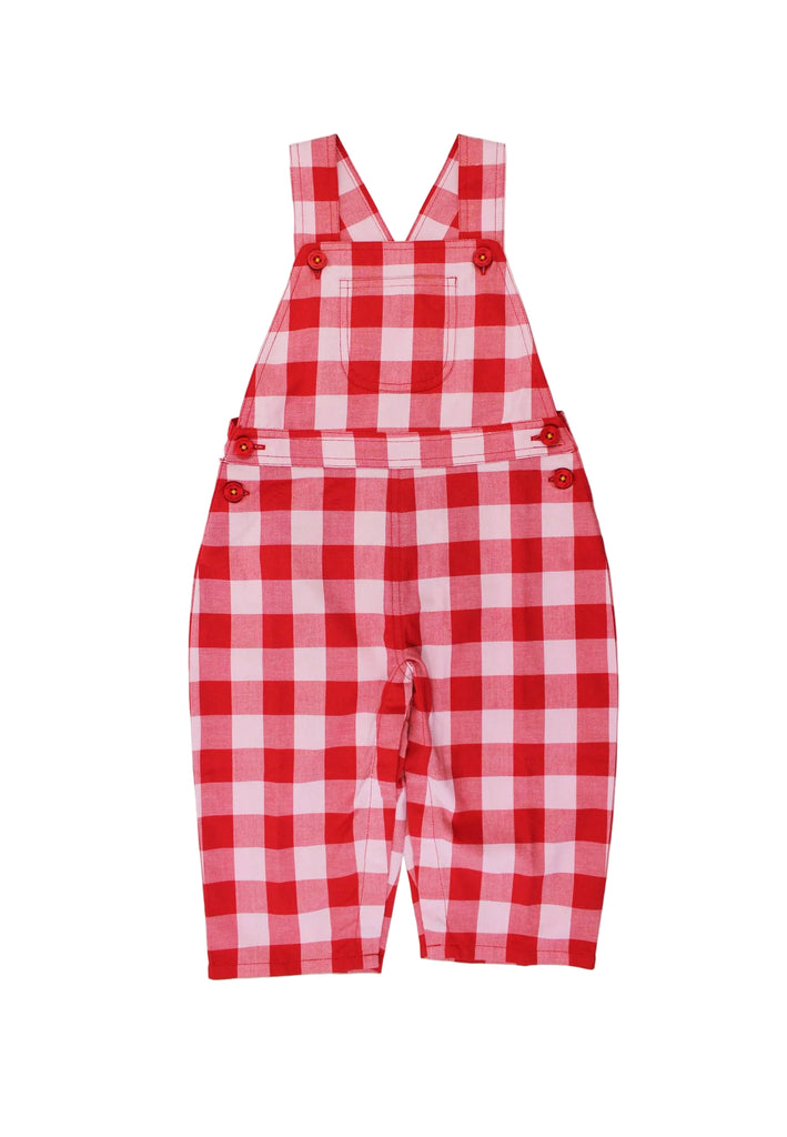Baby and Toddler Organic Woven Dungarees |  Red Gingham