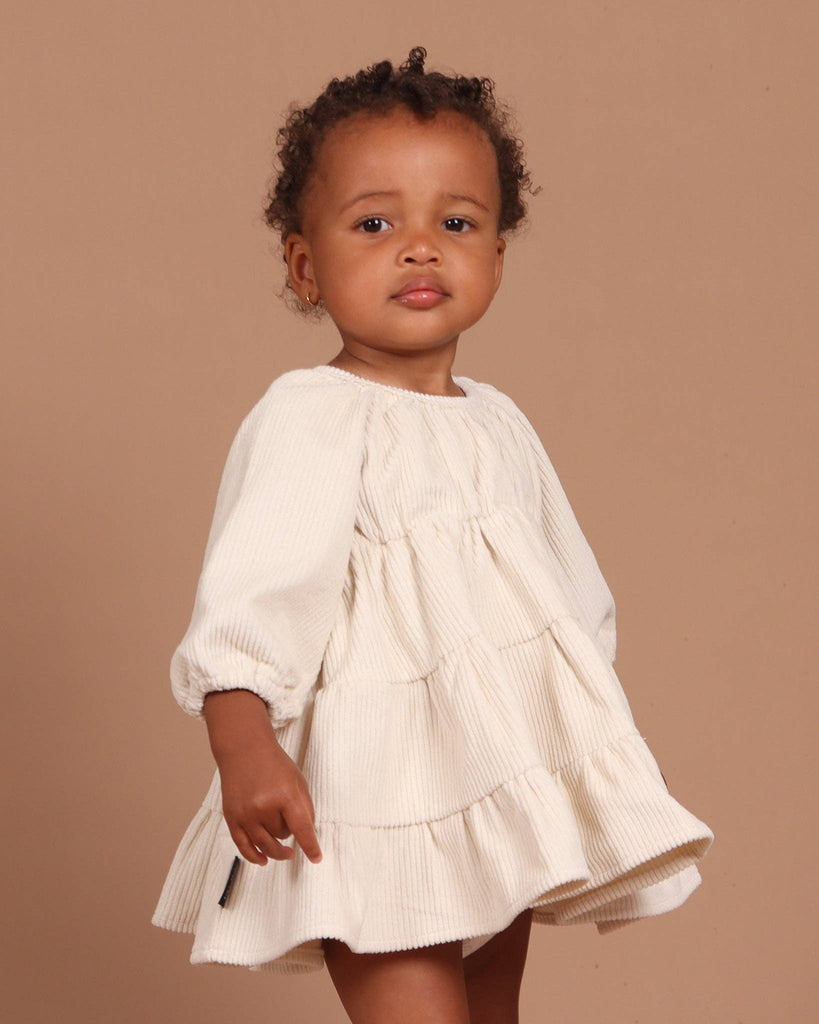 Baby and Toddler Corduroy Tiered Dress | Cream