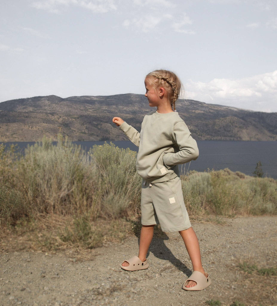Kids Organic Cotton French Terry Shorts | Sage