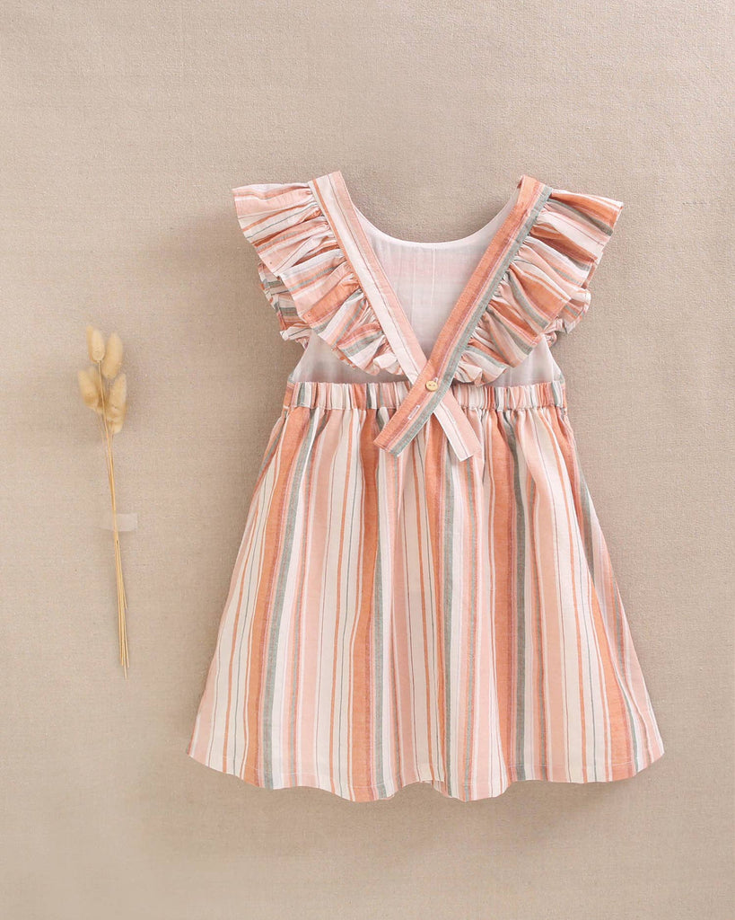 Girls Cross Back Dress | Mixed Stripes