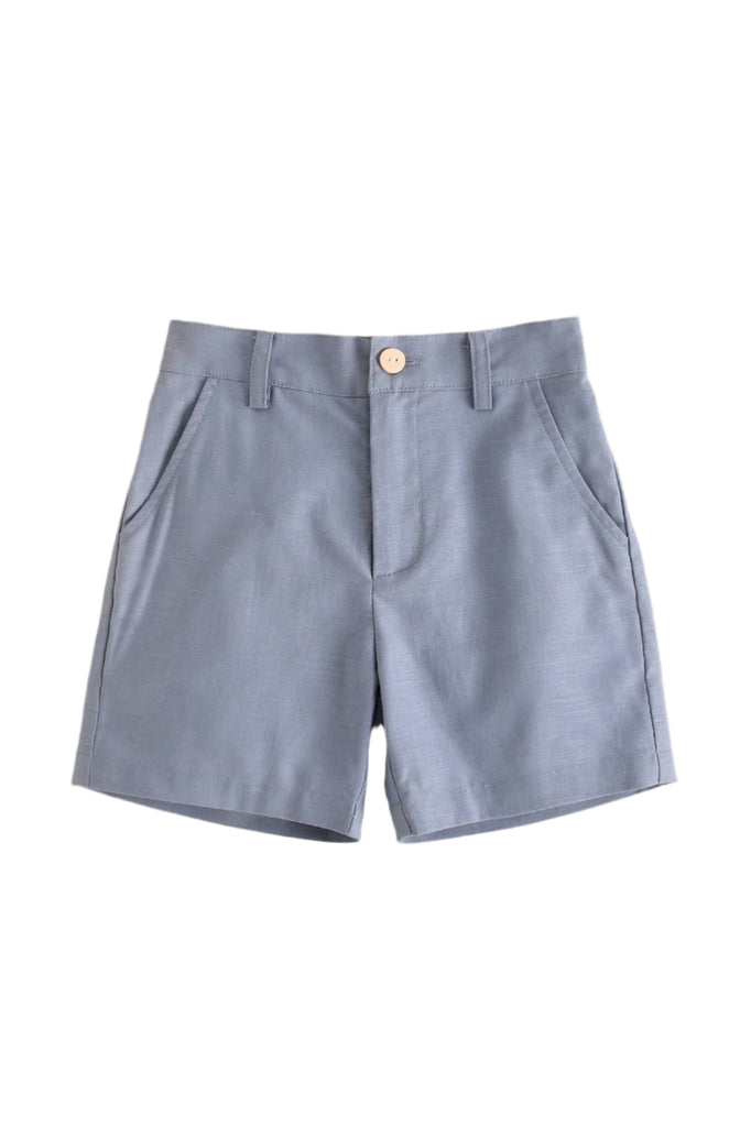 Boys Linen Bermuda Shorts | Dark Pastel Blue